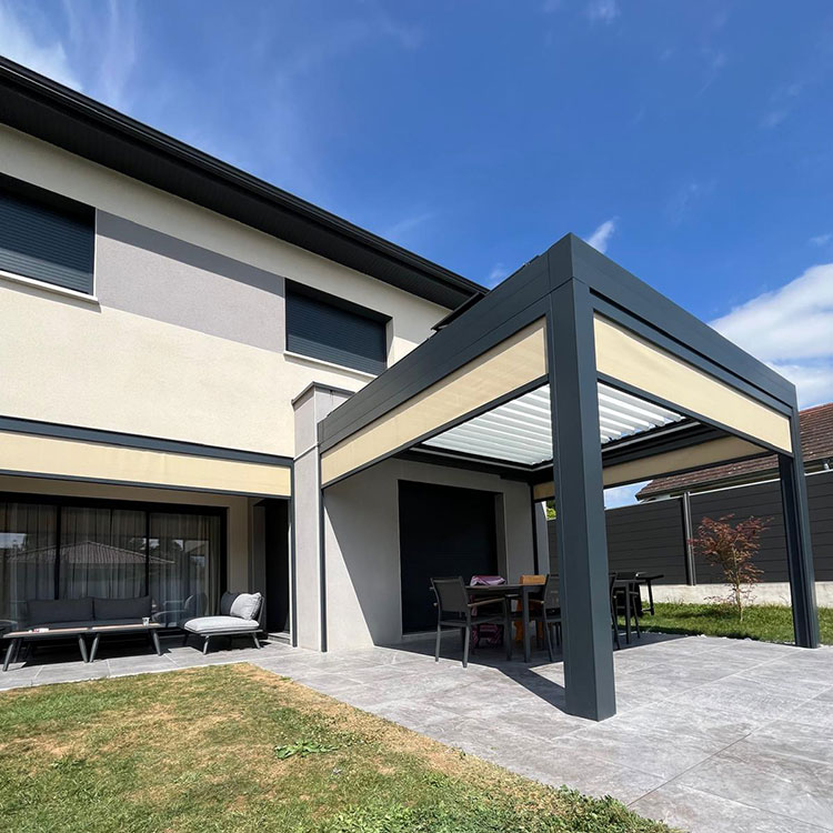 Pergola toit bioclimatique rétractable adossée Pergola toit bioclimatique rétractable adossée